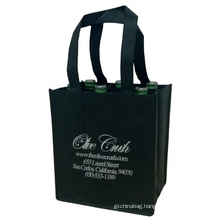 recycled black 6 wine nonwoven shopping bag